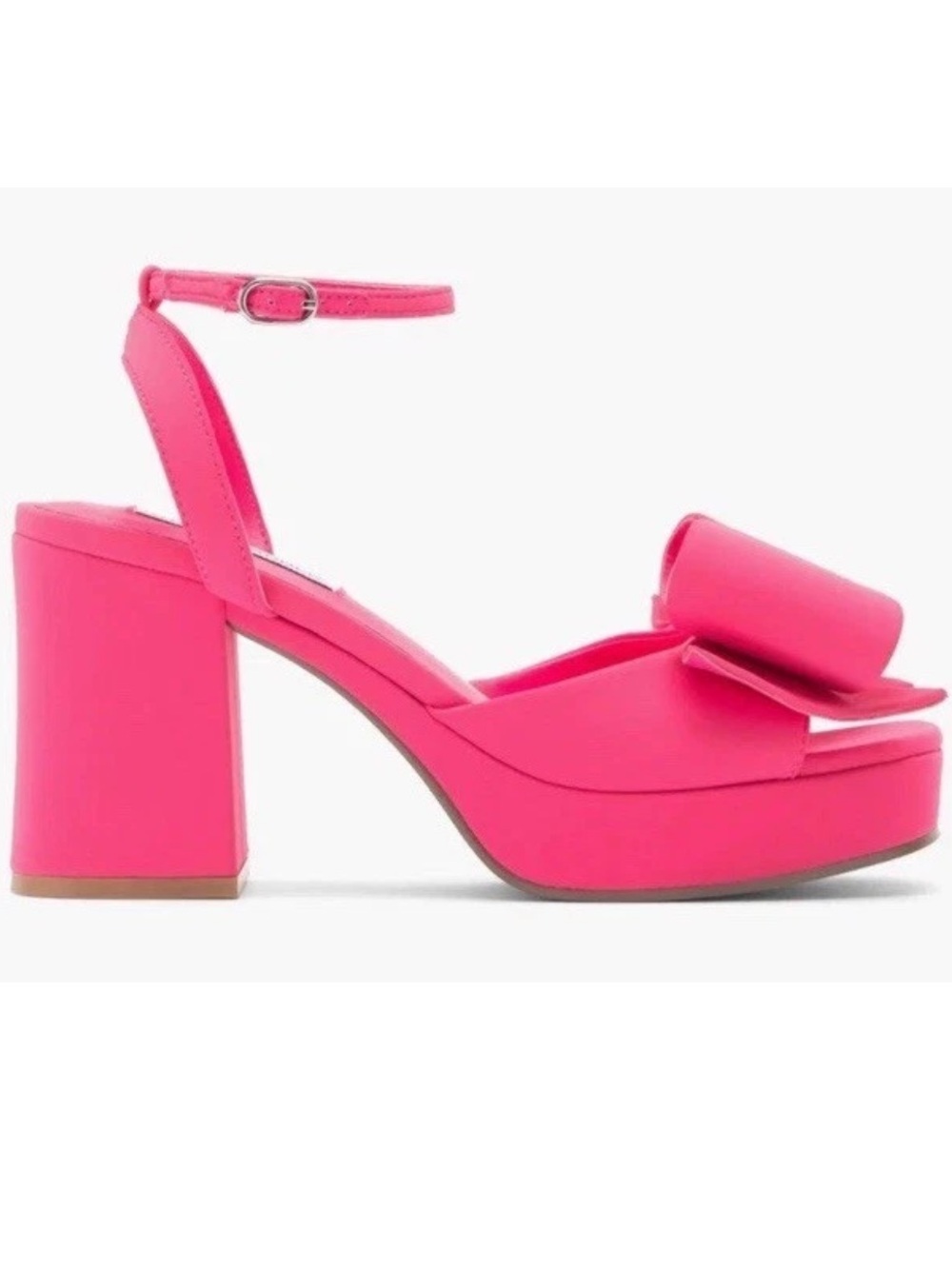 NIB Steve Madden Aerin Satin Platform Heels Rhinestone Bow Pink Sz 8 Barbiecore - Picture 2 of 16